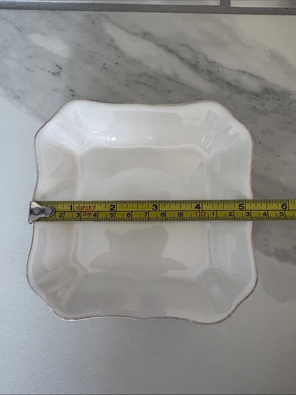 Pottery Barn Cambria White Square Tidbit/Appetizer Plates - Set of Three